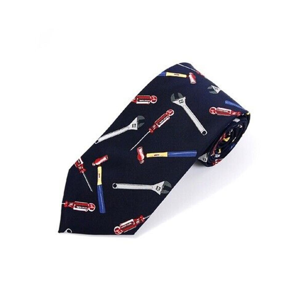 Mens Necktie Handy Man Tool Hammers Screwdrivers Wrench Business Office Career